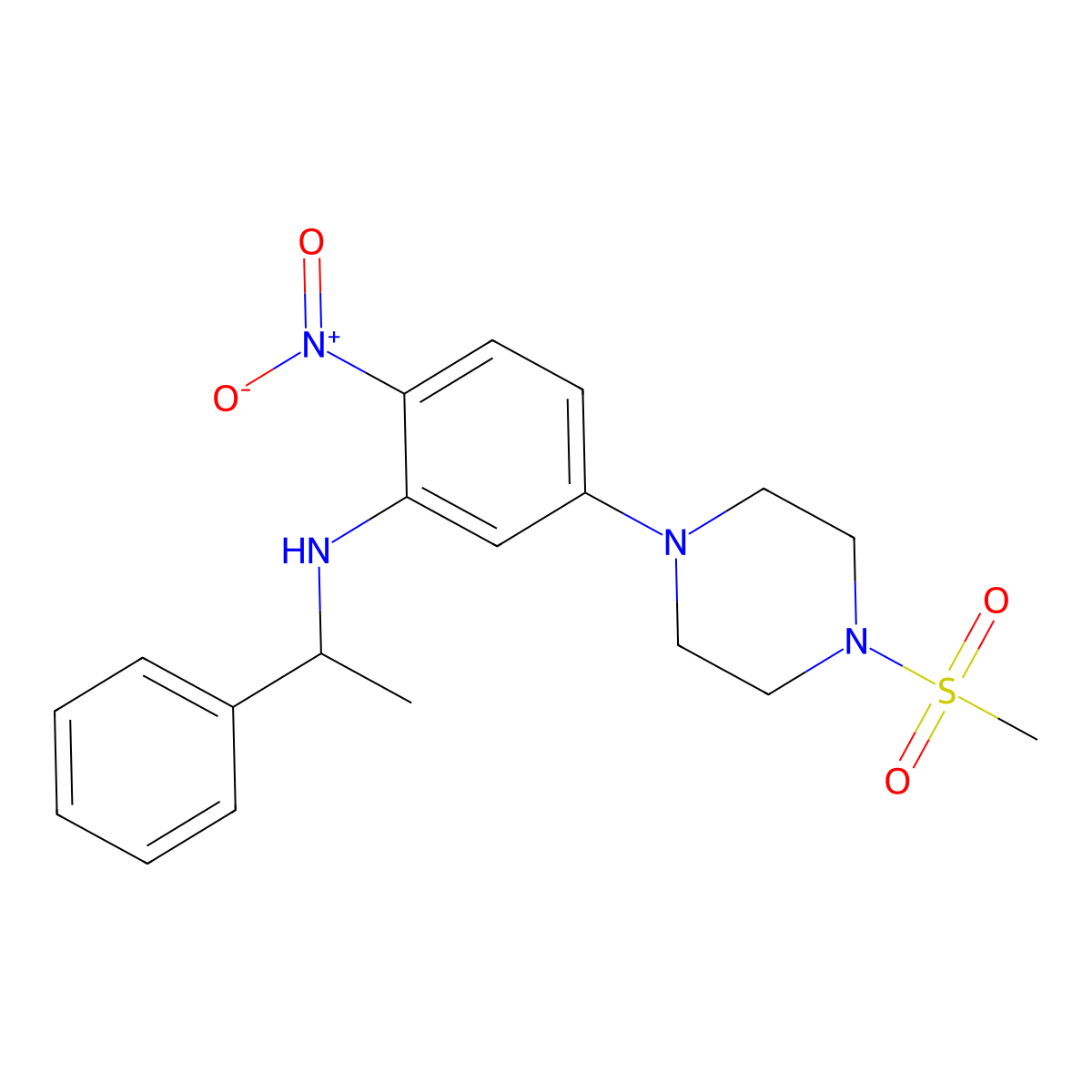 5-(4-methylsulfonylpiperazin-1-yl)-2-nitro-N-(1-phenylethyl)aniline molecular structure, CAS 347310-97-8