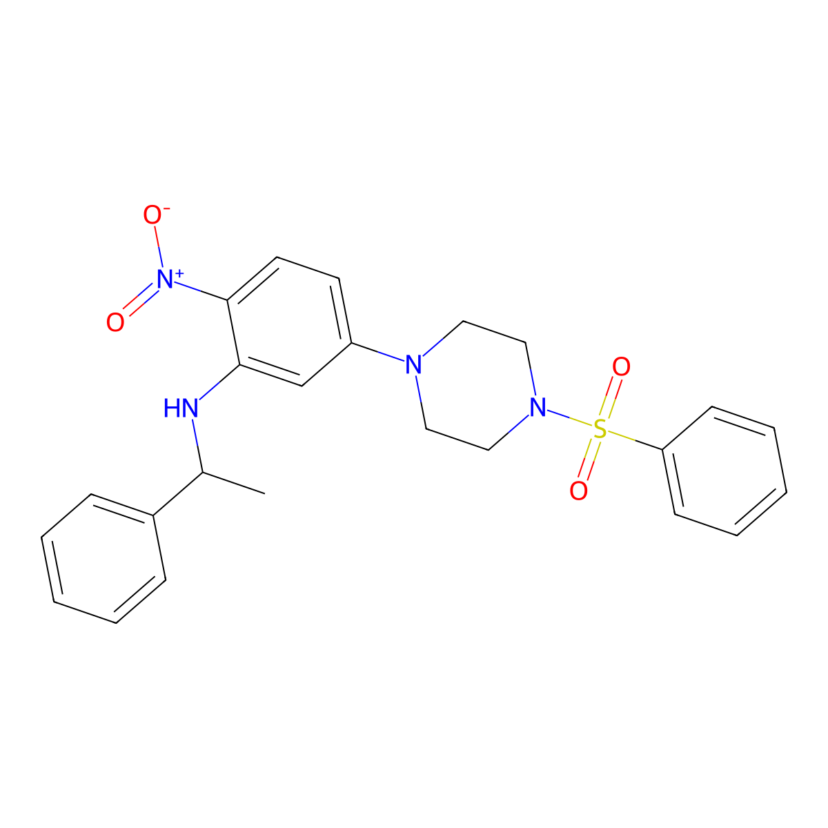 5-[4-(benzenesulfonyl)piperazin-1-yl]-2-nitro-N-(1-phenylethyl)aniline molecular structure, CAS 347311-01-7