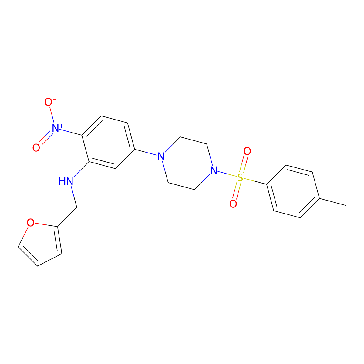 N-(furan-2-ylmethyl)-5-[4-(4-methylphenyl)sulfonylpiperazin-1-yl]-2-nitroaniline molecular structure, CAS 347311-33-5