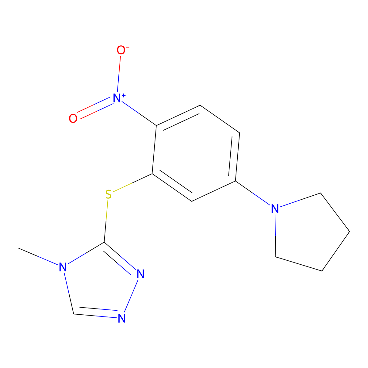 4-Methyl-3-(2-nitro-5-pyrrolidin-1-ylphenyl)sulfanyl-1,2,4-triazole molecular structure, CAS 347311-39-1