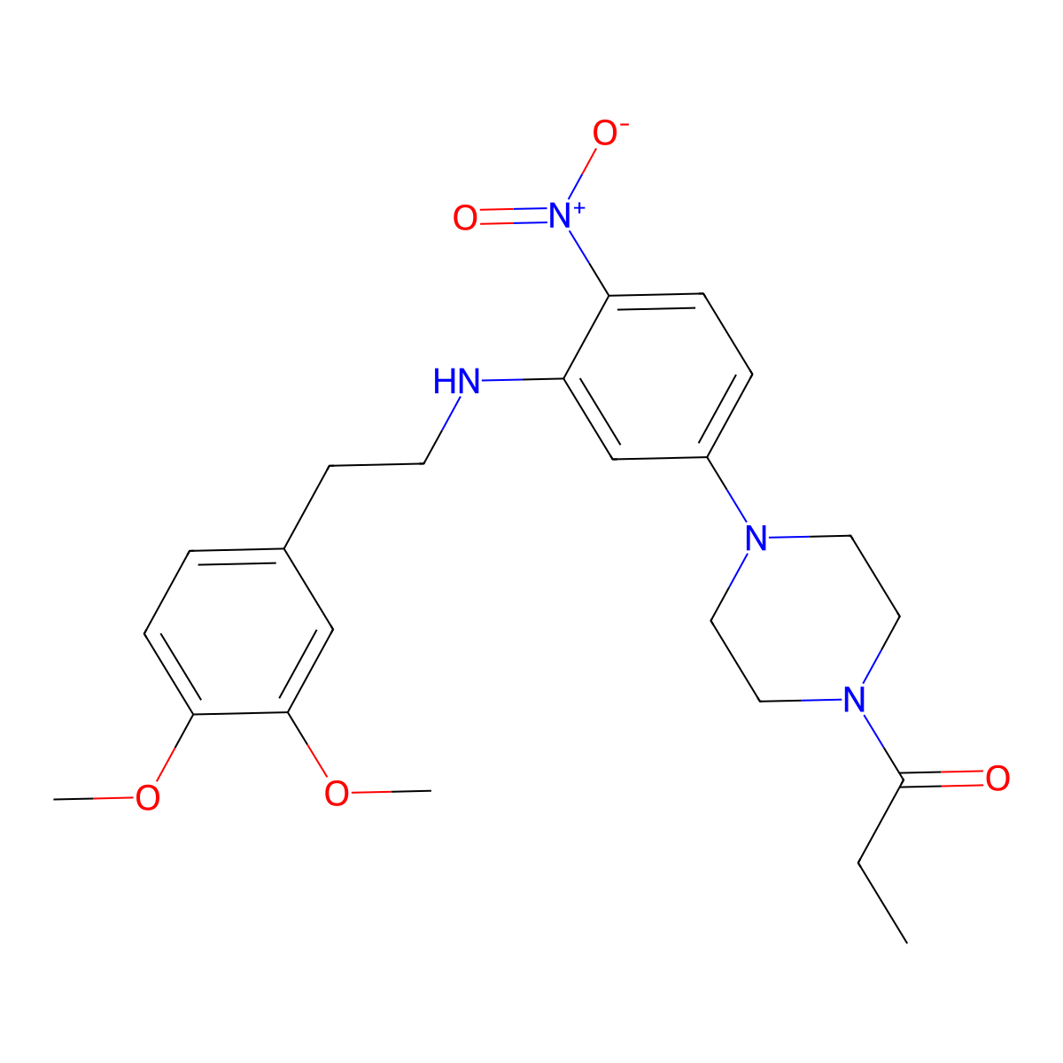 1-[4-[3-[2-(3,4-Dimethoxyphenyl)ethylamino]-4-nitrophenyl]piperazin-1-yl]propan-1-one molecular structure, CAS 347311-81-3