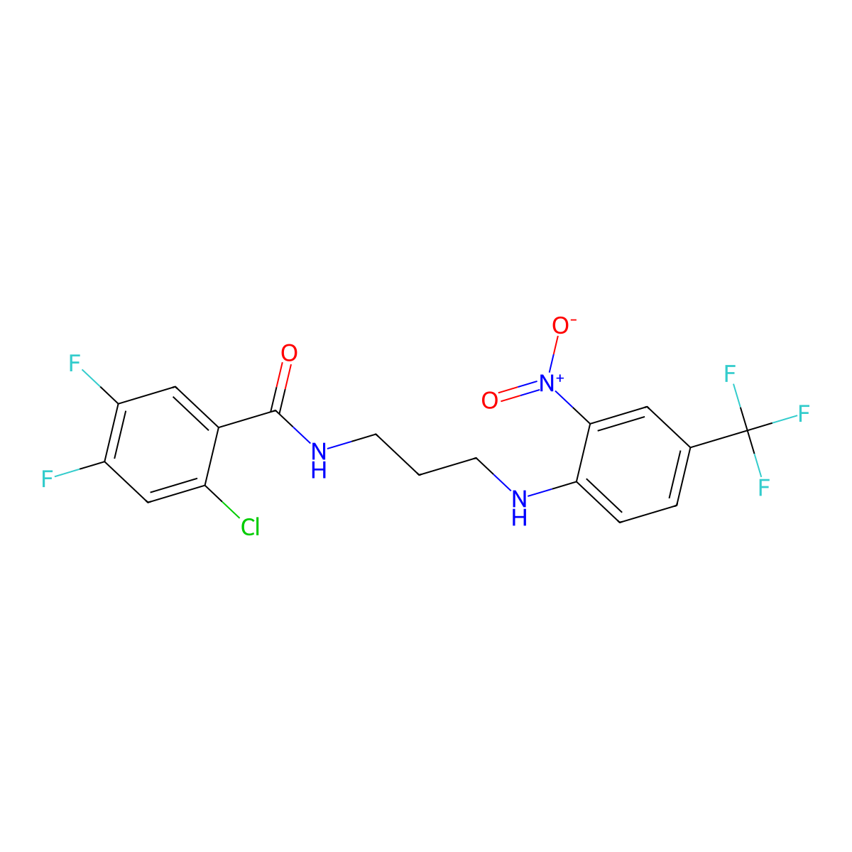 2-chloro-4,5-difluoro-N-(3-{[2-nitro-4-(trifluoromethyl)phenyl]amino}propyl)benzamide molecular structure, CAS 347312-08-7