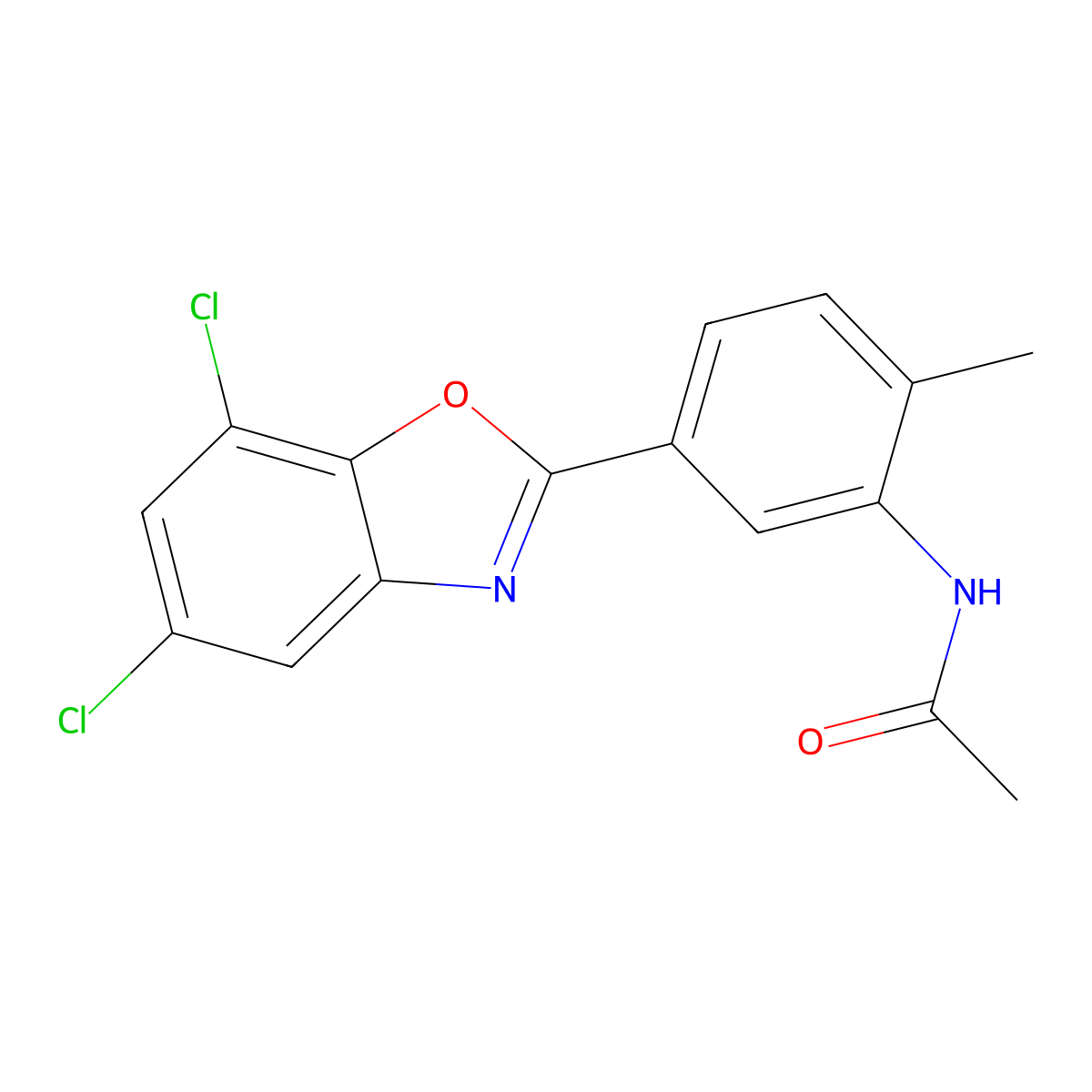 N-[5-(5,7-dichloro-1,3-benzoxazol-2-yl)-2-methylphenyl]acetamide molecular structure, CAS 347312-19-0