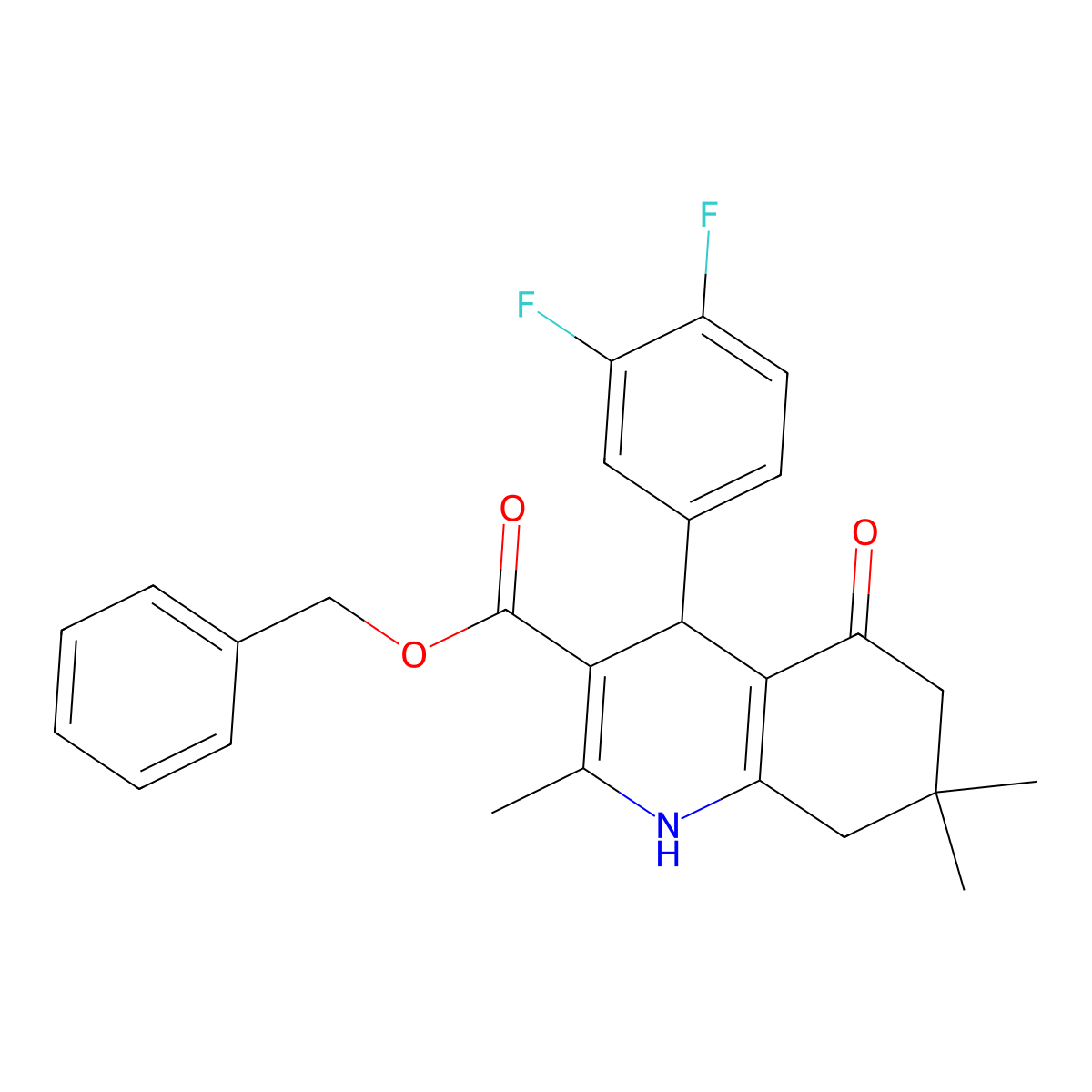 Benzyl 4-(3,4-difluorophenyl)-2,7,7-trimethyl-5-oxo-1,4,5,6,7,8-hexahydroquinoline-3-carboxylate molecular structure, CAS 347312-20-3