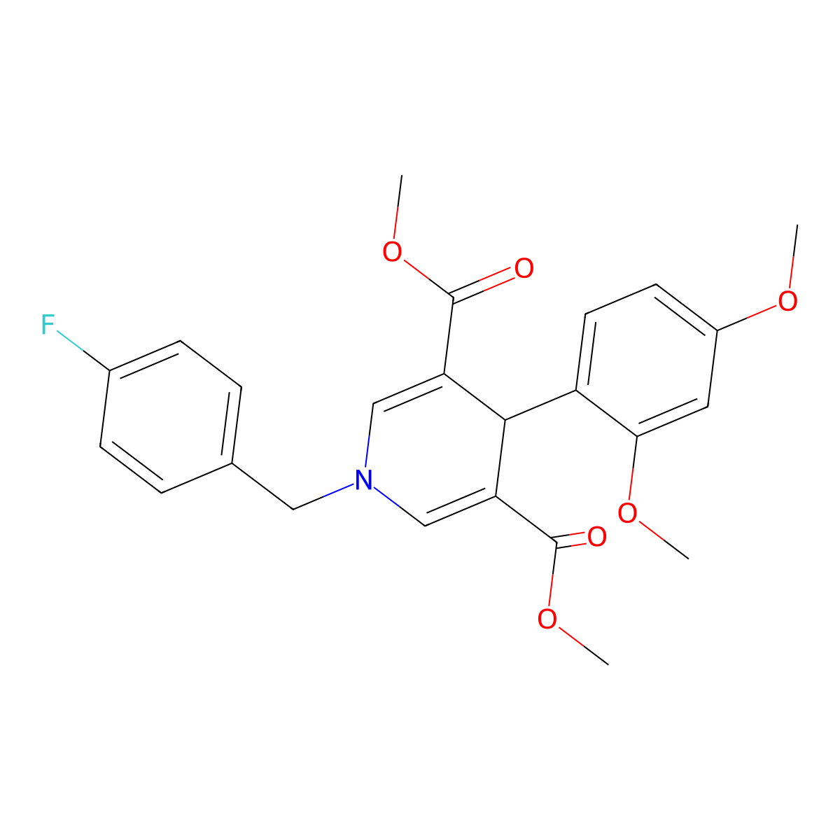 Dimethyl 4-(2,4-dimethoxyphenyl)-1-(4-fluorobenzyl)-1,4-dihydropyridine-3,5-dicarboxylate molecular structure, CAS 347312-74-7