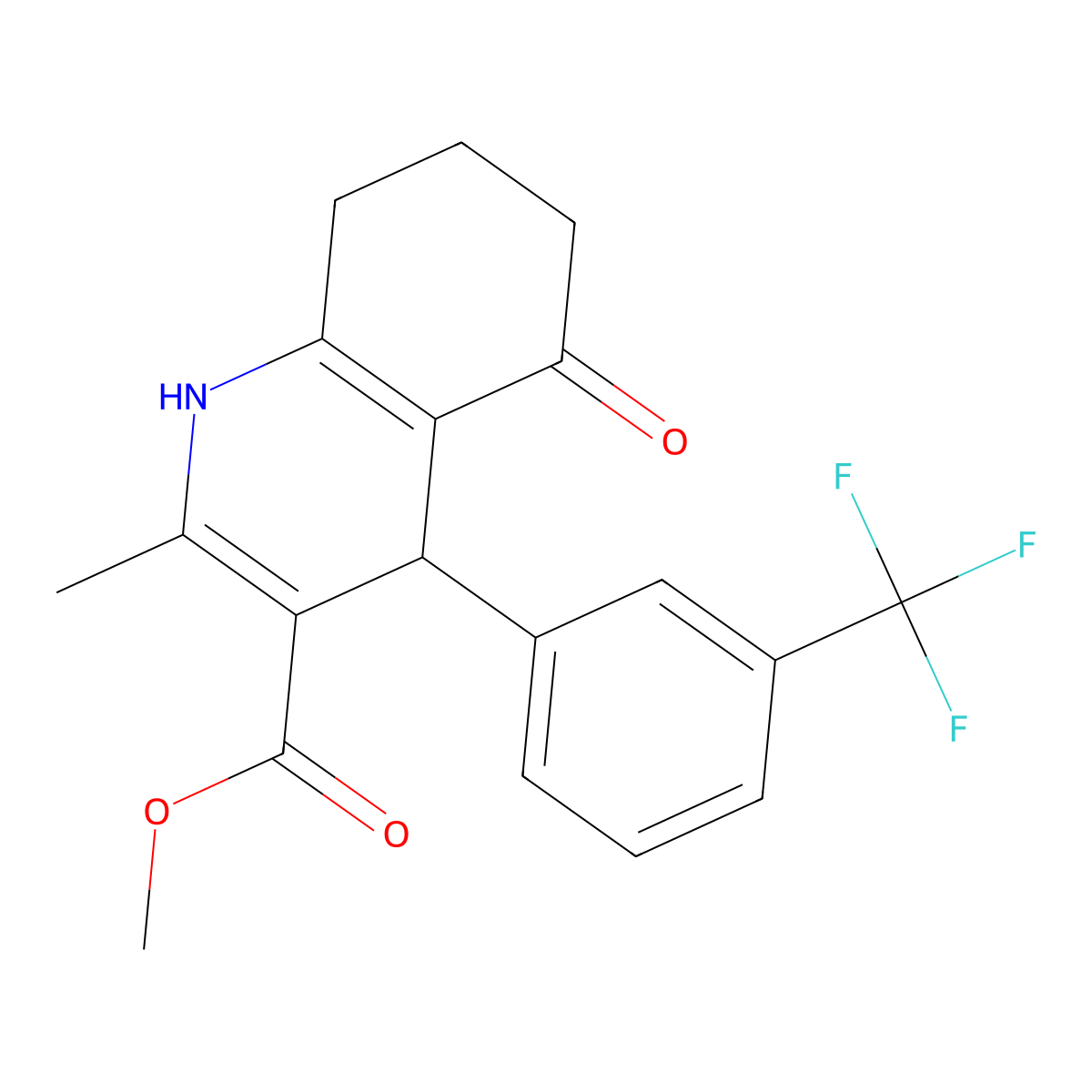 Methyl 2-methyl-5-oxo-4-[3-(trifluoromethyl)phenyl]-1,4,5,6,7,8-hexahydroquinoline-3-carboxylate molecular structure, CAS 347312-78-1