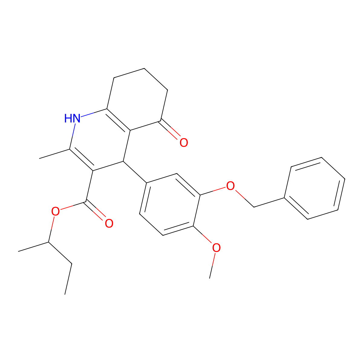 Butan-2-yl 4-[3-(benzyloxy)-4-methoxyphenyl]-2-methyl-5-oxo-1,4,5,6,7,8-hexahydroquinoline-3-carboxylate molecular structure, CAS 347312-93-0