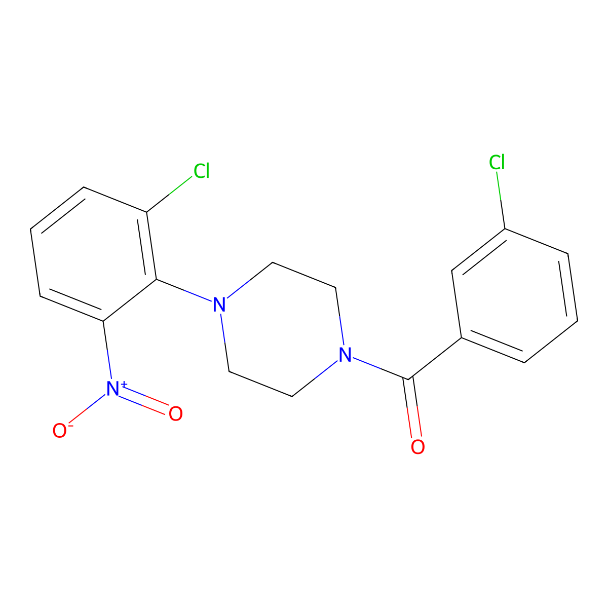 [4-(2-Chloro-6-nitrophenyl)piperazin-1-yl]-(3-chlorophenyl)methanone molecular structure, CAS 347313-14-8