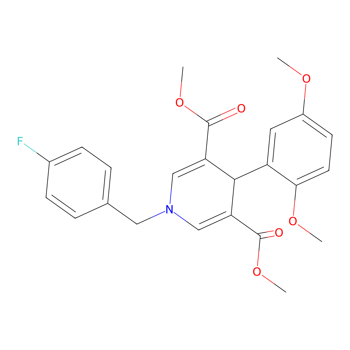 Dimethyl 4-(2,5-dimethoxyphenyl)-1-(4-fluorobenzyl)-1,4-dihydropyridine-3,5-dicarboxylate molecular structure, CAS 347313-20-6