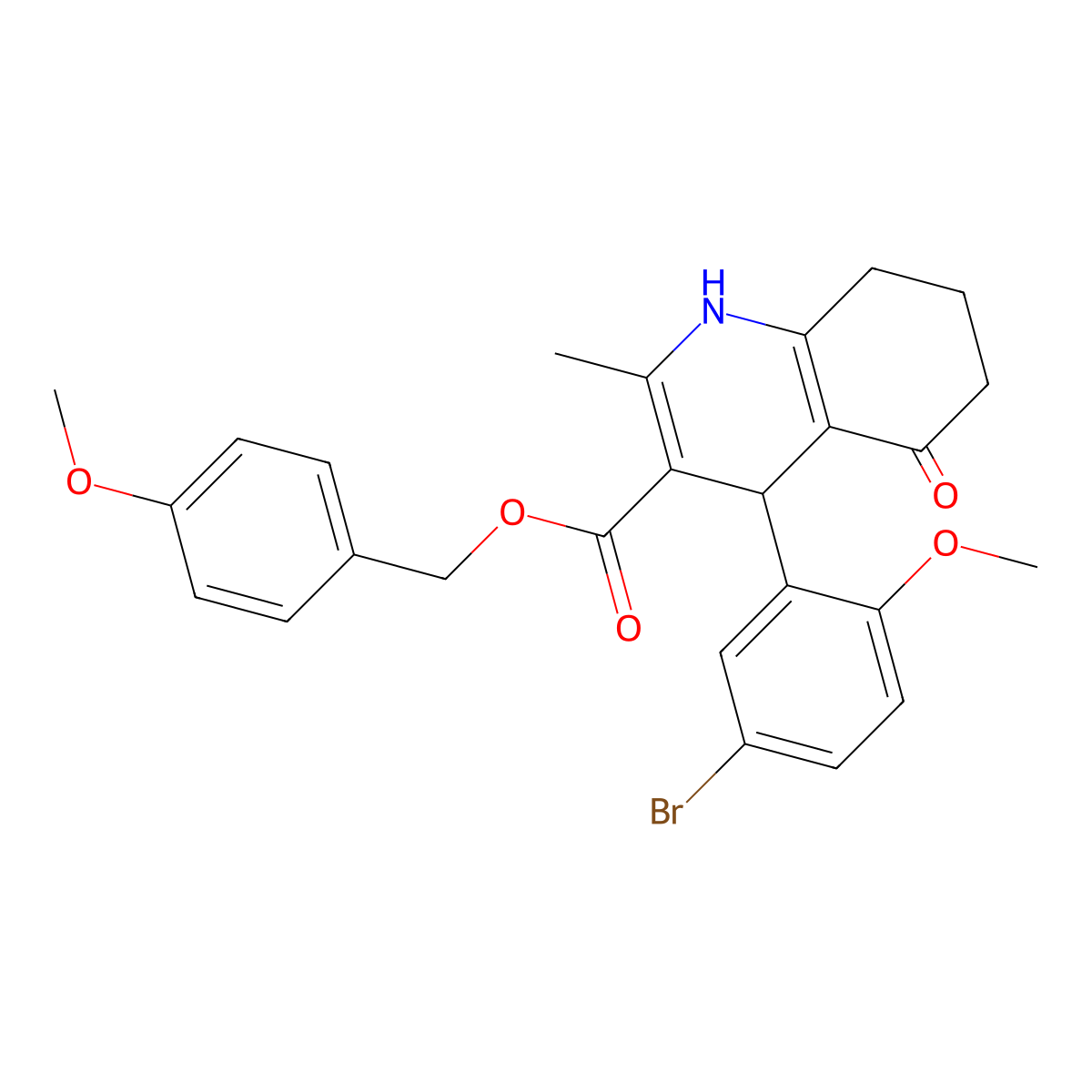 4-Methoxybenzyl 4-(5-bromo-2-methoxyphenyl)-2-methyl-5-oxo-1,4,5,6,7,8-hexahydroquinoline-3-carboxylate molecular structure, CAS 347313-26-2