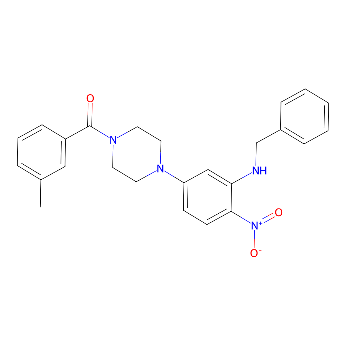 [4-[3-(Benzylamino)-4-nitrophenyl]piperazin-1-yl]-(3-methylphenyl)methanone molecular structure, CAS 347313-36-4