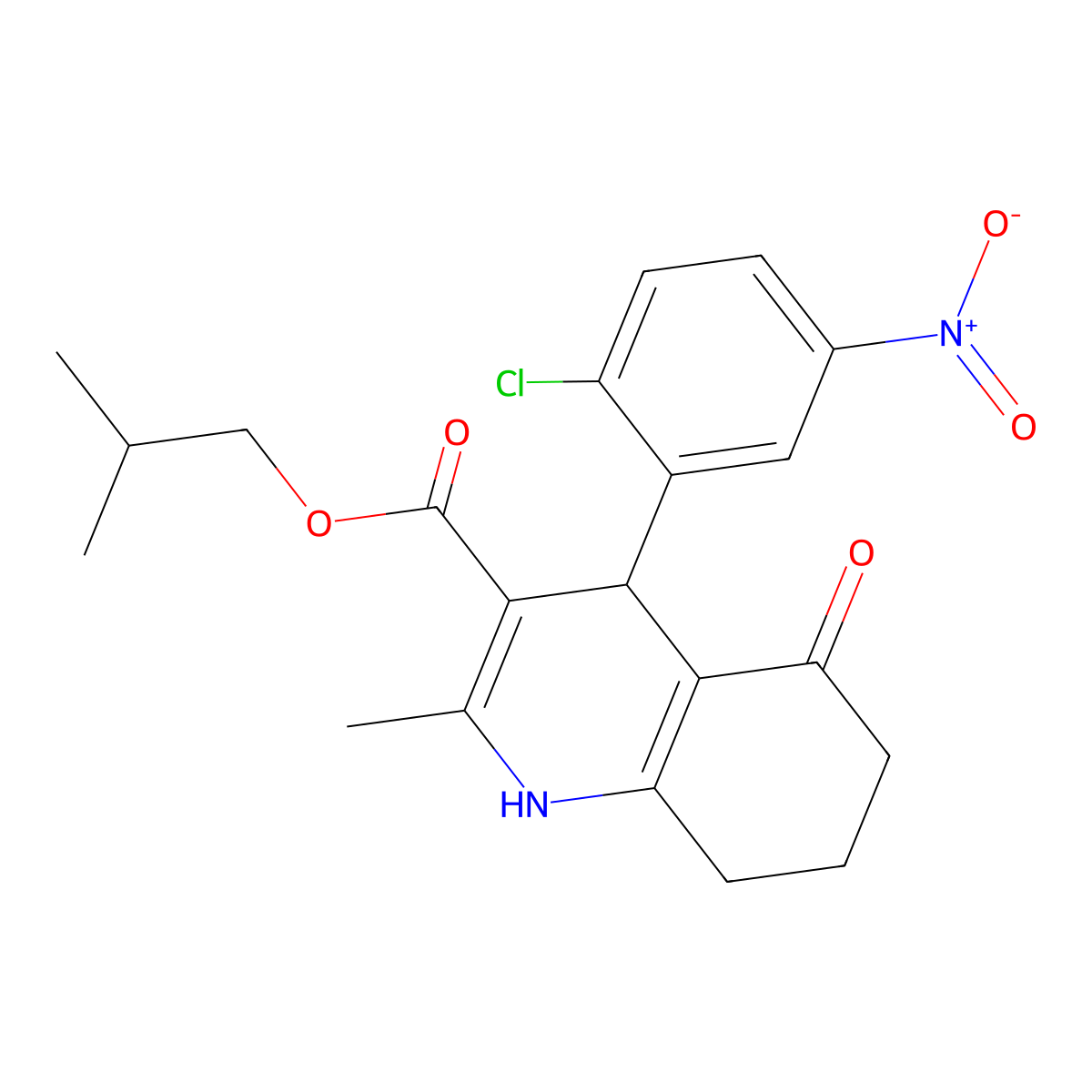 2-Methylpropyl 4-(2-chloro-5-nitrophenyl)-2-methyl-5-oxo-1,4,5,6,7,8-hexahydroquinoline-3-carboxylate molecular structure, CAS 347313-47-7