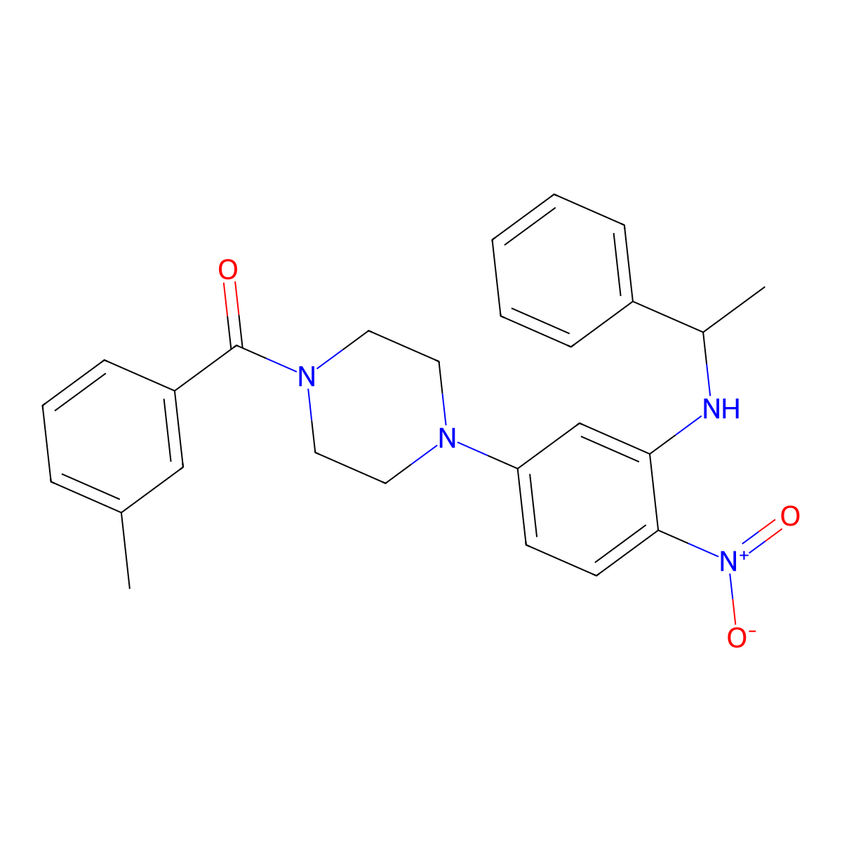 (3-Methylphenyl)-[4-[4-nitro-3-(1-phenylethylamino)phenyl]piperazin-1-yl]methanone molecular structure, CAS 347313-51-3