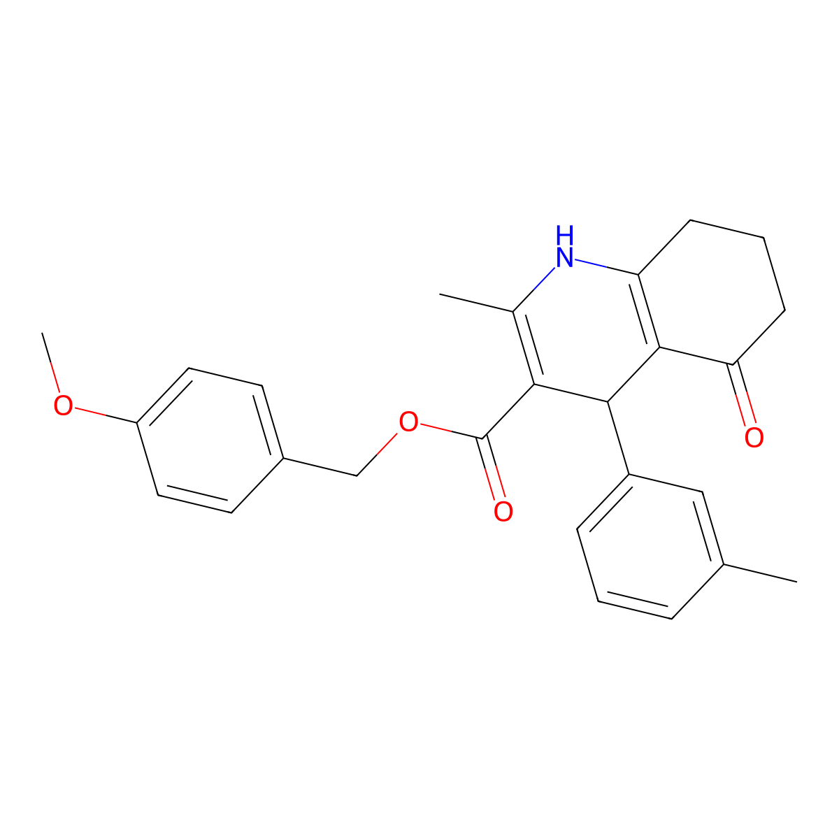 4-Methoxybenzyl 2-methyl-4-(3-methylphenyl)-5-oxo-1,4,5,6,7,8-hexahydroquinoline-3-carboxylate molecular structure, CAS 347313-88-6