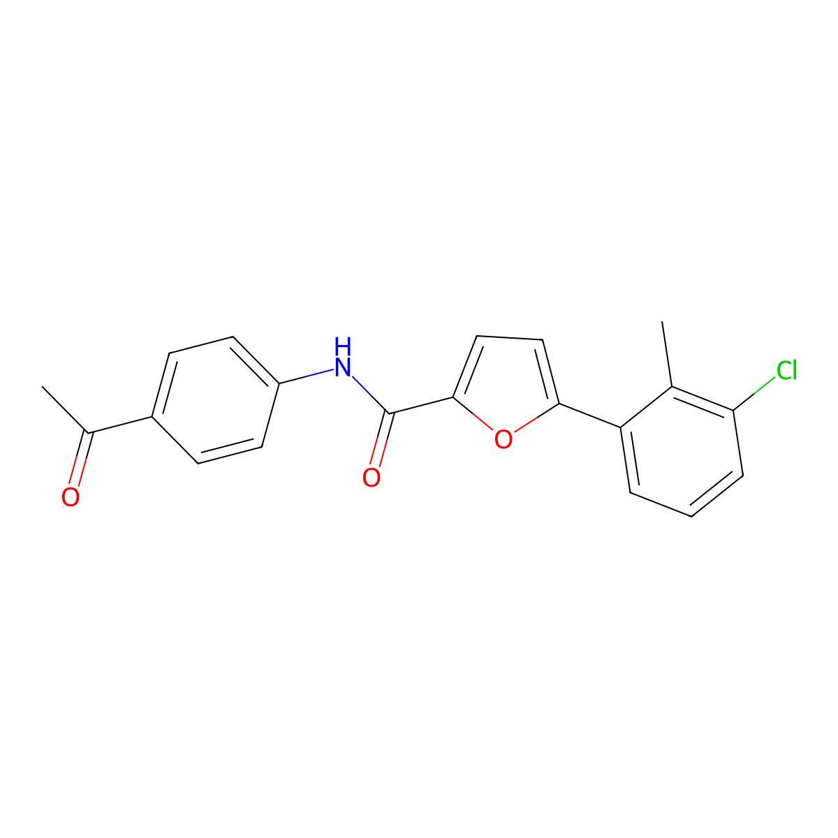 N-(4-acetylphenyl)-5-(3-chloro-2-methylphenyl)furan-2-carboxamide molecular structure, CAS 347313-89-7