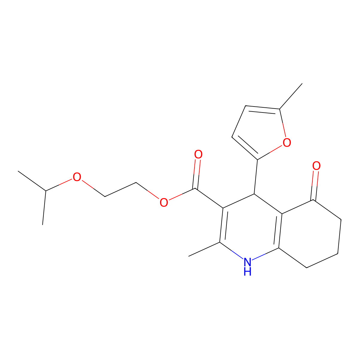 2-(Propan-2-yloxy)ethyl 2-methyl-4-(5-methylfuran-2-yl)-5-oxo-1,4,5,6,7,8-hexahydroquinoline-3-carboxylate molecular structure, CAS 347314-00-5