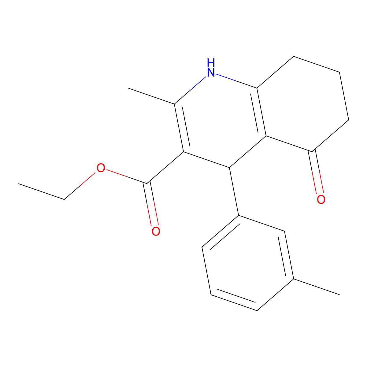 Ethyl 2-methyl-4-(3-methylphenyl)-5-oxo-1,4,5,6,7,8-hexahydroquinoline-3-carboxylate molecular structure, CAS 347314-15-2