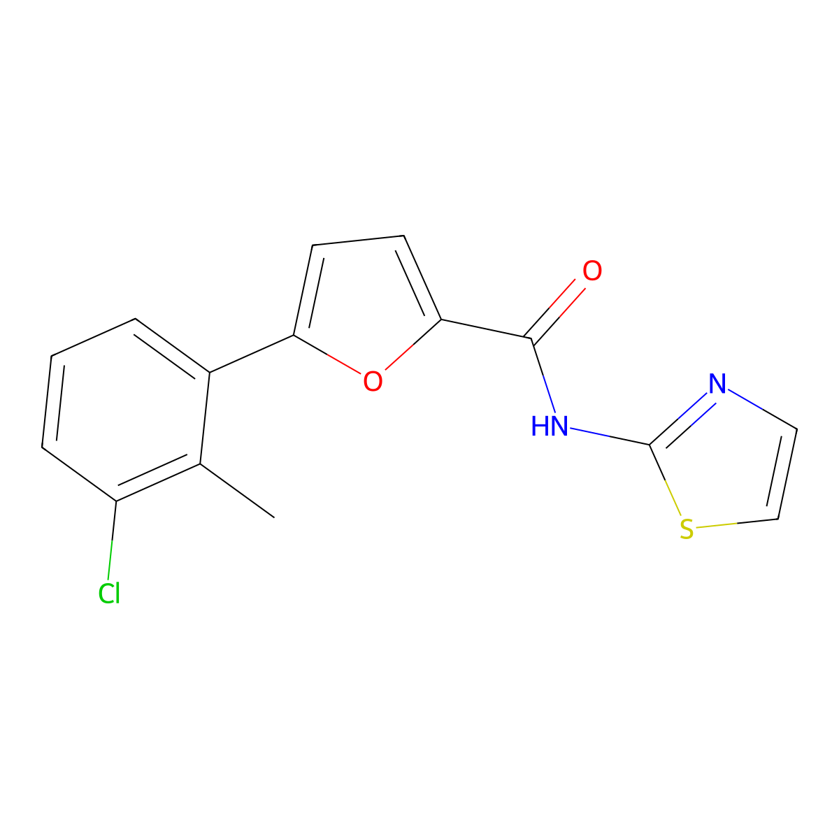 5-(3-chloro-2-methylphenyl)-N-(1,3-thiazol-2-yl)furan-2-carboxamide molecular structure, CAS 347314-16-3