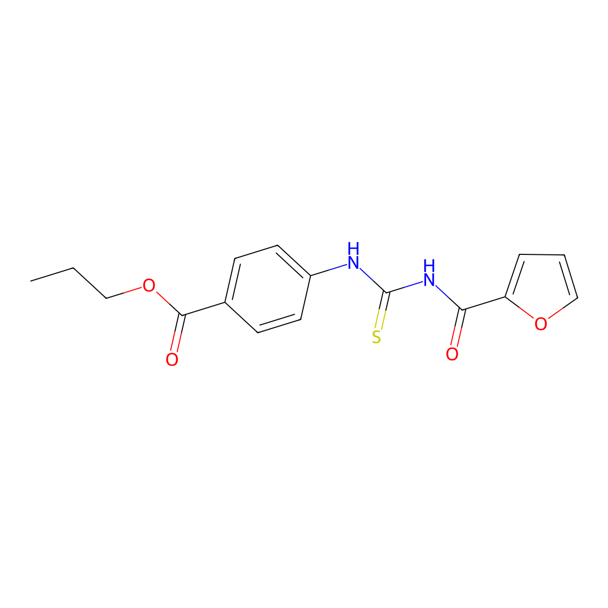 Propyl 4-{[(furan-2-ylcarbonyl)carbamothioyl]amino}benzoate molecular structure, CAS 347314-21-0