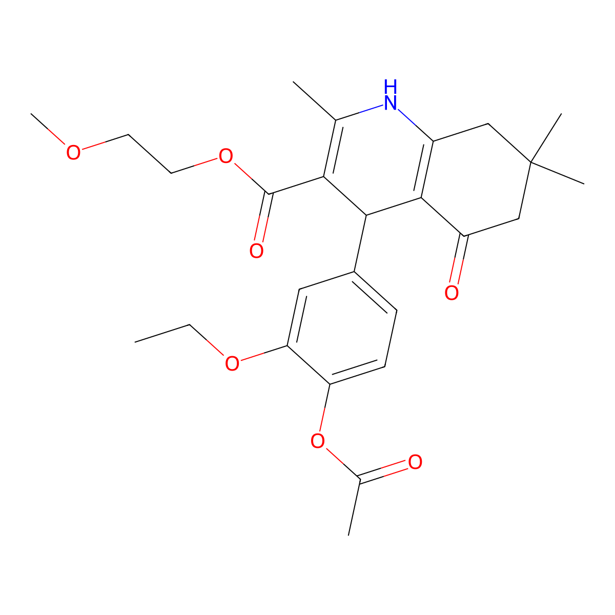 2-Methoxyethyl 4-[4-(acetyloxy)-3-ethoxyphenyl]-2,7,7-trimethyl-5-oxo-1,4,5,6,7,8-hexahydroquinoline-3-carboxylate molecular structure, CAS 347314-36-7