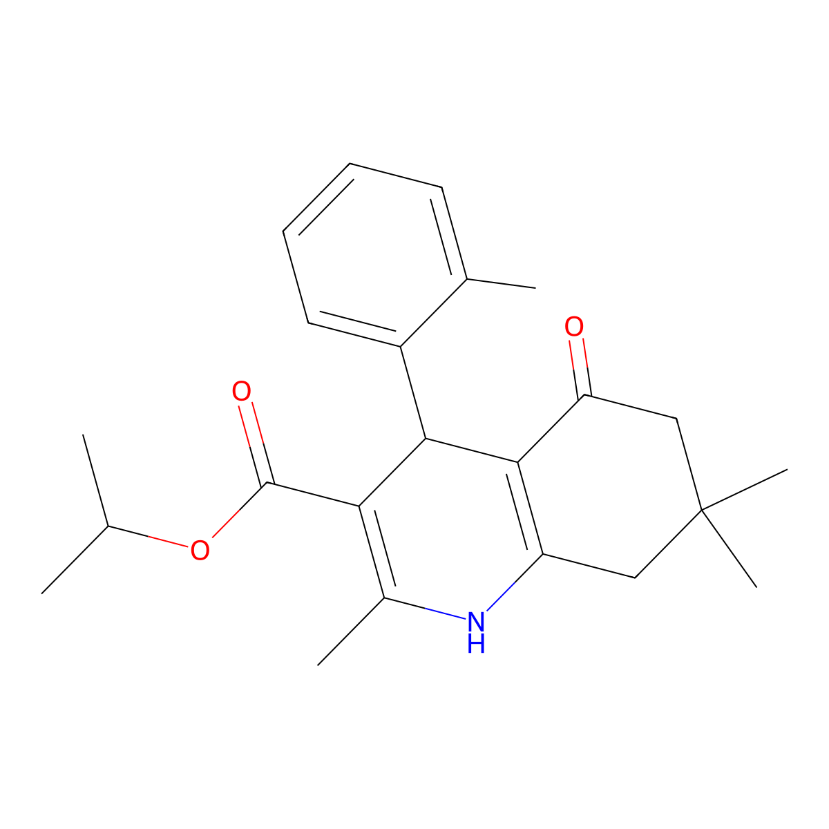 Propan-2-yl 2,7,7-trimethyl-4-(2-methylphenyl)-5-oxo-1,4,5,6,7,8-hexahydroquinoline-3-carboxylate molecular structure, CAS 347314-83-4