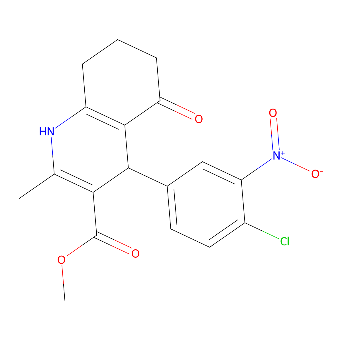 Methyl 4-(4-chloro-3-nitrophenyl)-2-methyl-5-oxo-1,4,5,6,7,8-hexahydroquinoline-3-carboxylate molecular structure, CAS 347314-89-0