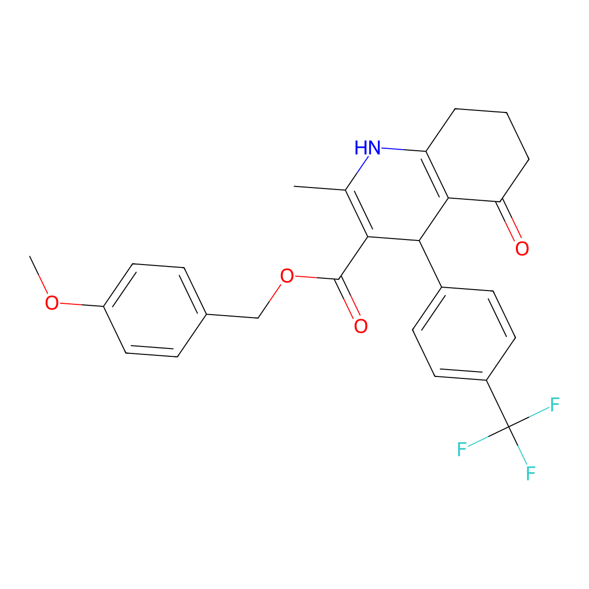 4-Methoxybenzyl 2-methyl-5-oxo-4-[4-(trifluoromethyl)phenyl]-1,4,5,6,7,8-hexahydroquinoline-3-carboxylate molecular structure, CAS 347315-00-8