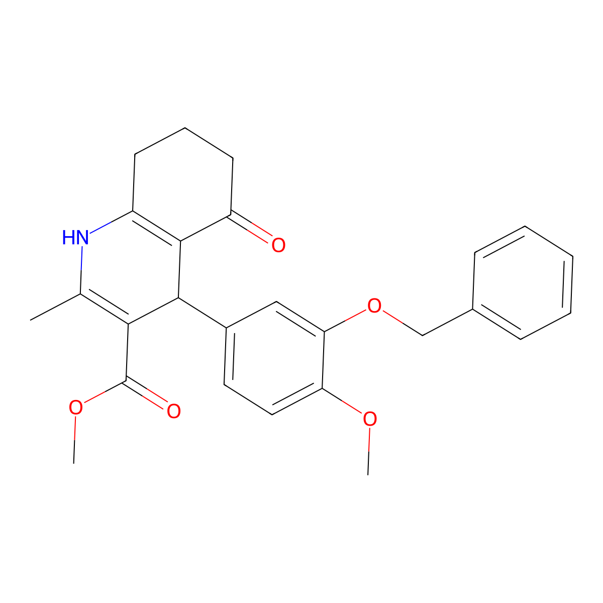 Methyl 4-[3-(benzyloxy)-4-methoxyphenyl]-2-methyl-5-oxo-1,4,5,6,7,8-hexahydroquinoline-3-carboxylate molecular structure, CAS 347315-11-1