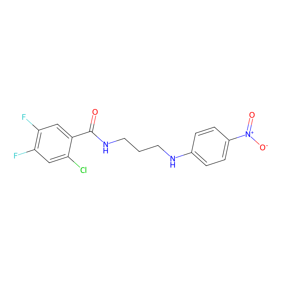 2-chloro-4,5-difluoro-N-[3-(4-nitroanilino)propyl]benzamide molecular structure, CAS 347315-29-1