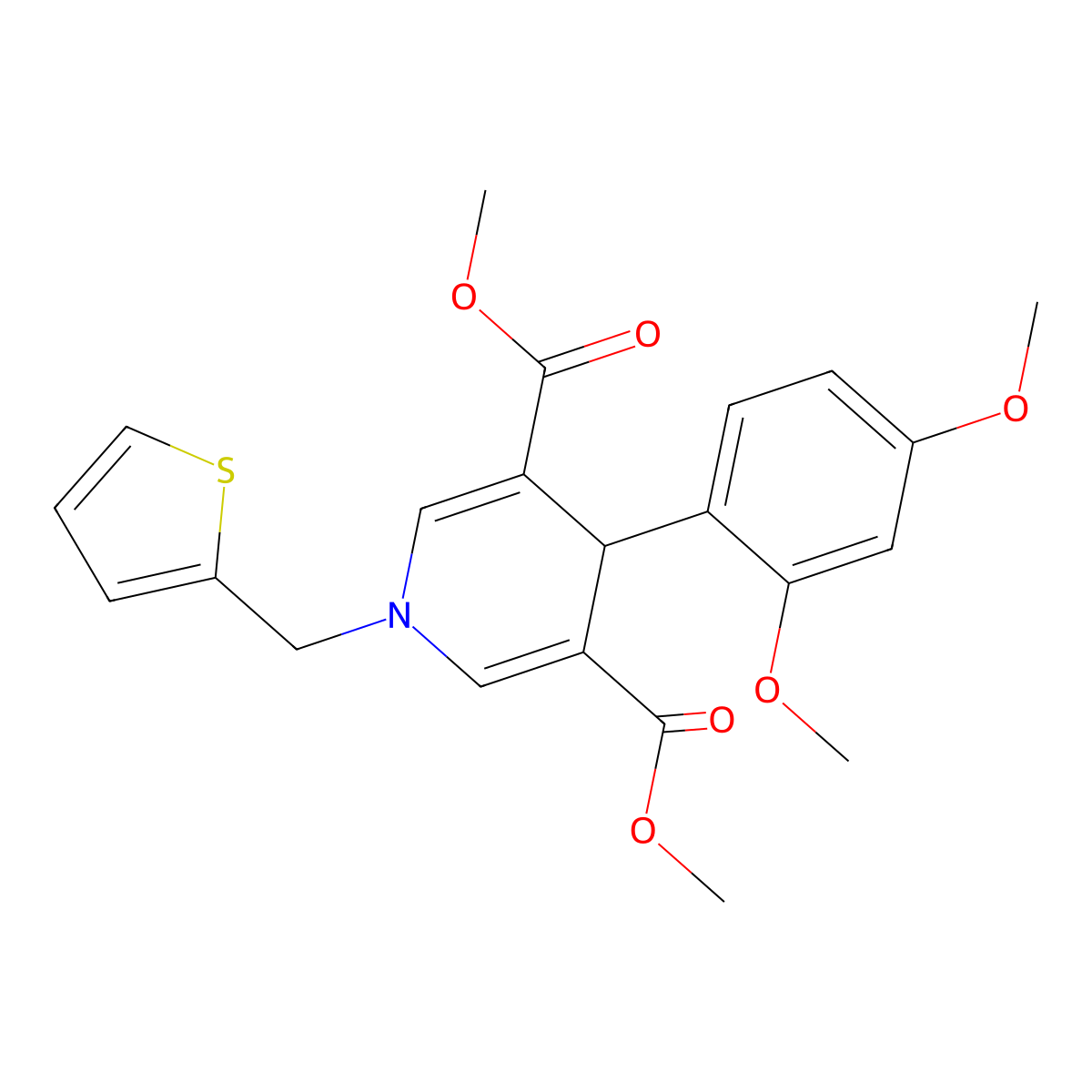 Dimethyl 4-(2,4-dimethoxyphenyl)-1-(thiophen-2-ylmethyl)-1,4-dihydropyridine-3,5-dicarboxylate molecular structure, CAS 347315-45-1