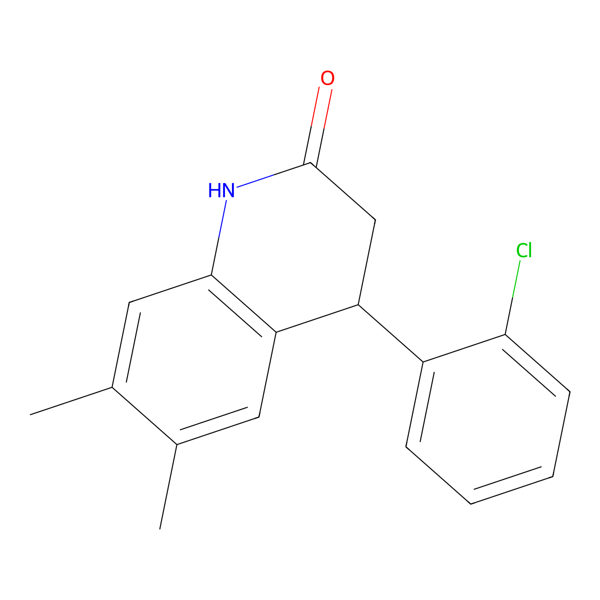 4-(2-chlorophenyl)-6,7-dimethyl-3,4-dihydroquinolin-2(1H)-one molecular structure, CAS 347315-68-8