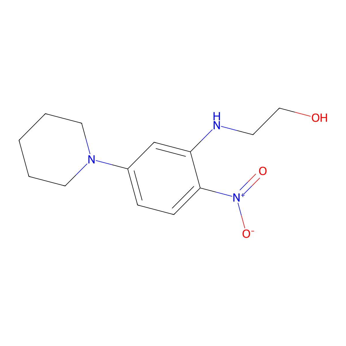 2-(2-Nitro-5-piperidin-1-ylanilino)ethanol molecular structure, CAS 347316-24-9