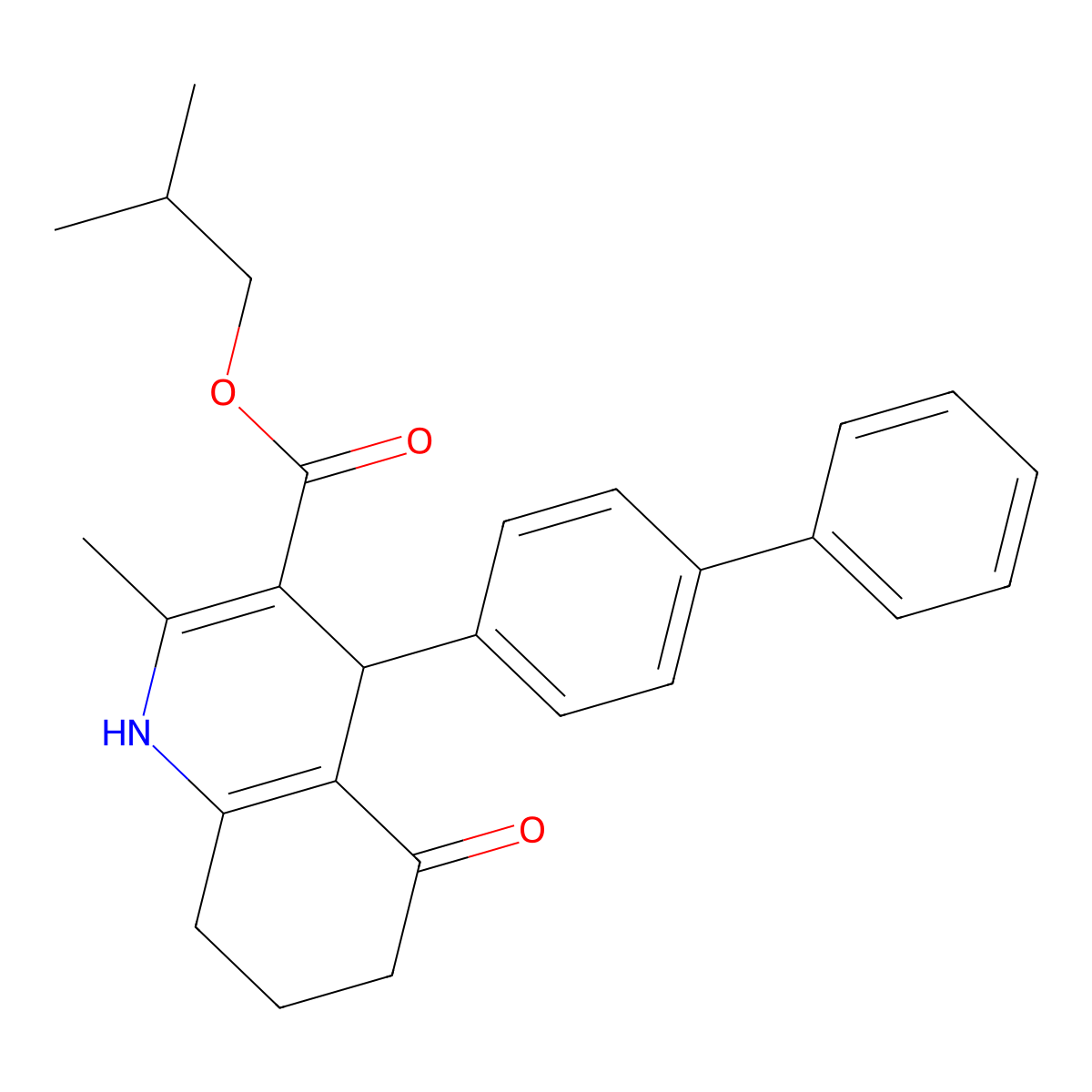 2-Methylpropyl 4-(biphenyl-4-yl)-2-methyl-5-oxo-1,4,5,6,7,8-hexahydroquinoline-3-carboxylate molecular structure, CAS 347316-25-0