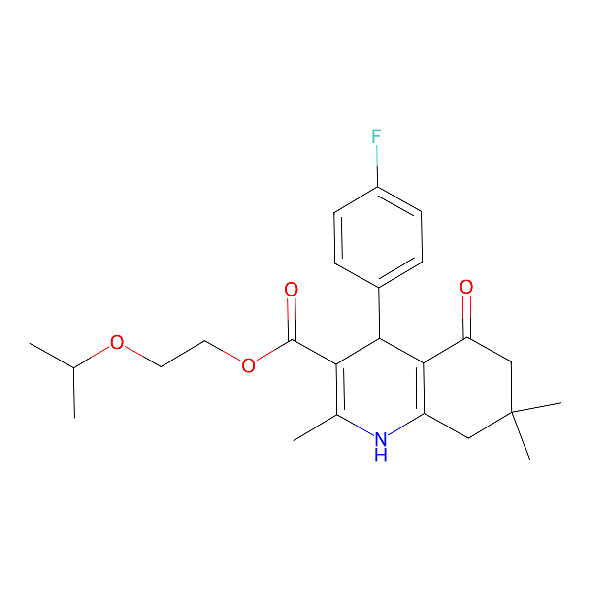2-(Propan-2-yloxy)ethyl 4-(4-fluorophenyl)-2,7,7-trimethyl-5-oxo-1,4,5,6,7,8-hexahydroquinoline-3-carboxylate molecular structure, CAS 347316-30-7