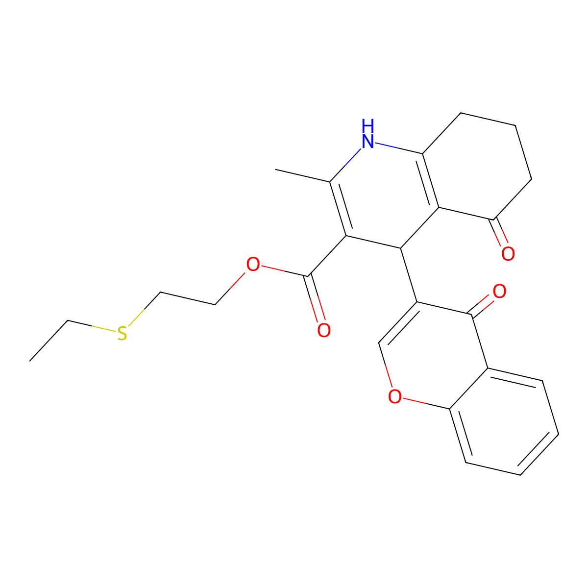 2-(ethylsulfanyl)ethyl 2-methyl-5-oxo-4-(4-oxo-4H-chromen-3-yl)-1,4,5,6,7,8-hexahydroquinoline-3-carboxylate molecular structure, CAS 347316-46-5