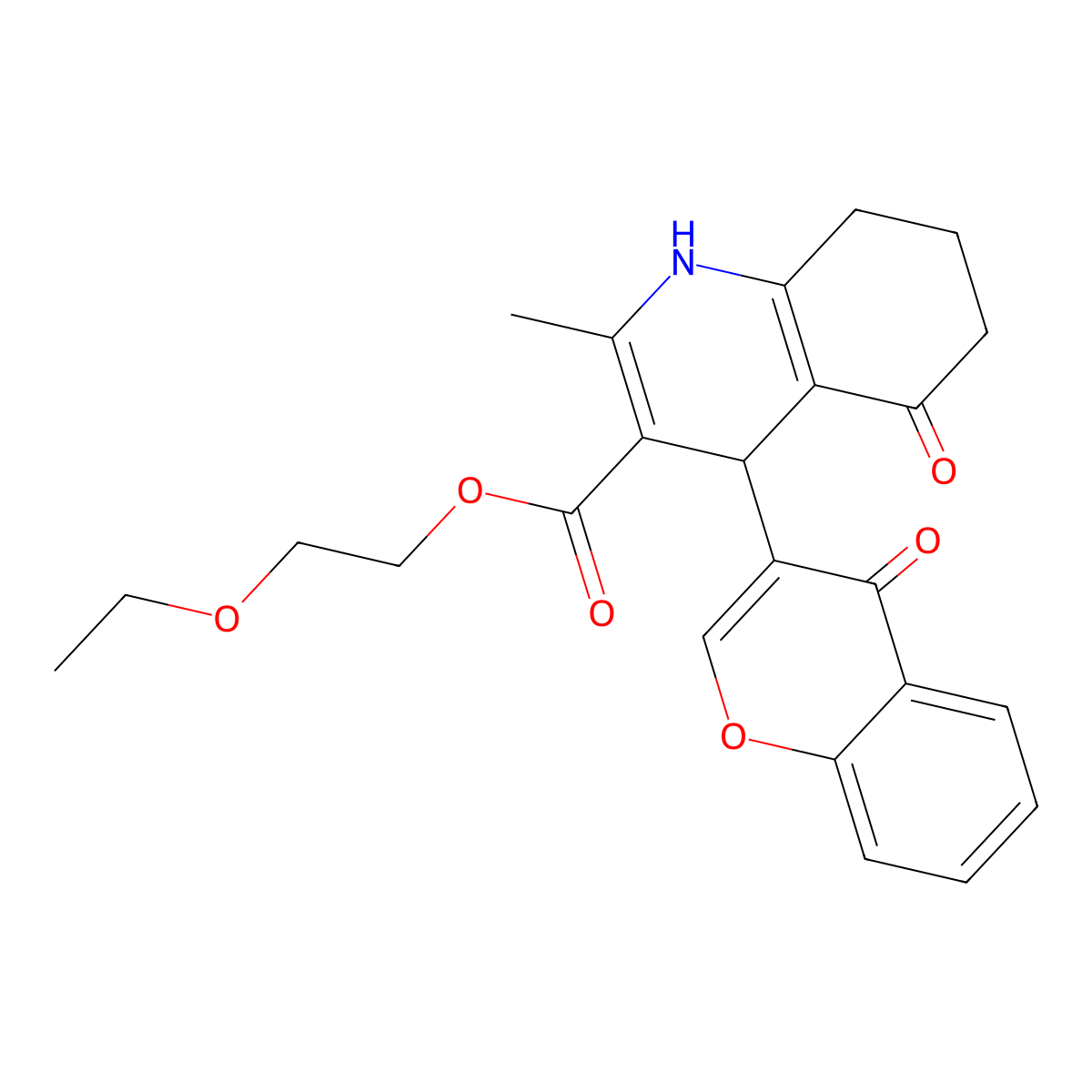2-ethoxyethyl 2-methyl-5-oxo-4-(4-oxo-4H-chromen-3-yl)-1,4,5,6,7,8-hexahydroquinoline-3-carboxylate molecular structure, CAS 347316-62-5