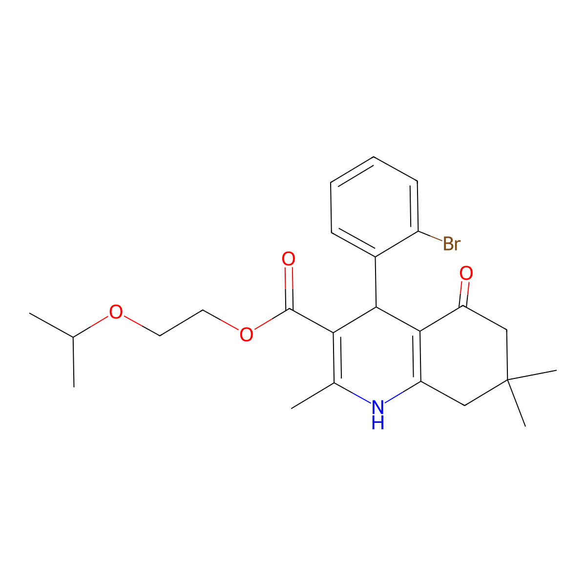 2-(Propan-2-yloxy)ethyl 4-(2-bromophenyl)-2,7,7-trimethyl-5-oxo-1,4,5,6,7,8-hexahydroquinoline-3-carboxylate molecular structure, CAS 347317-03-7