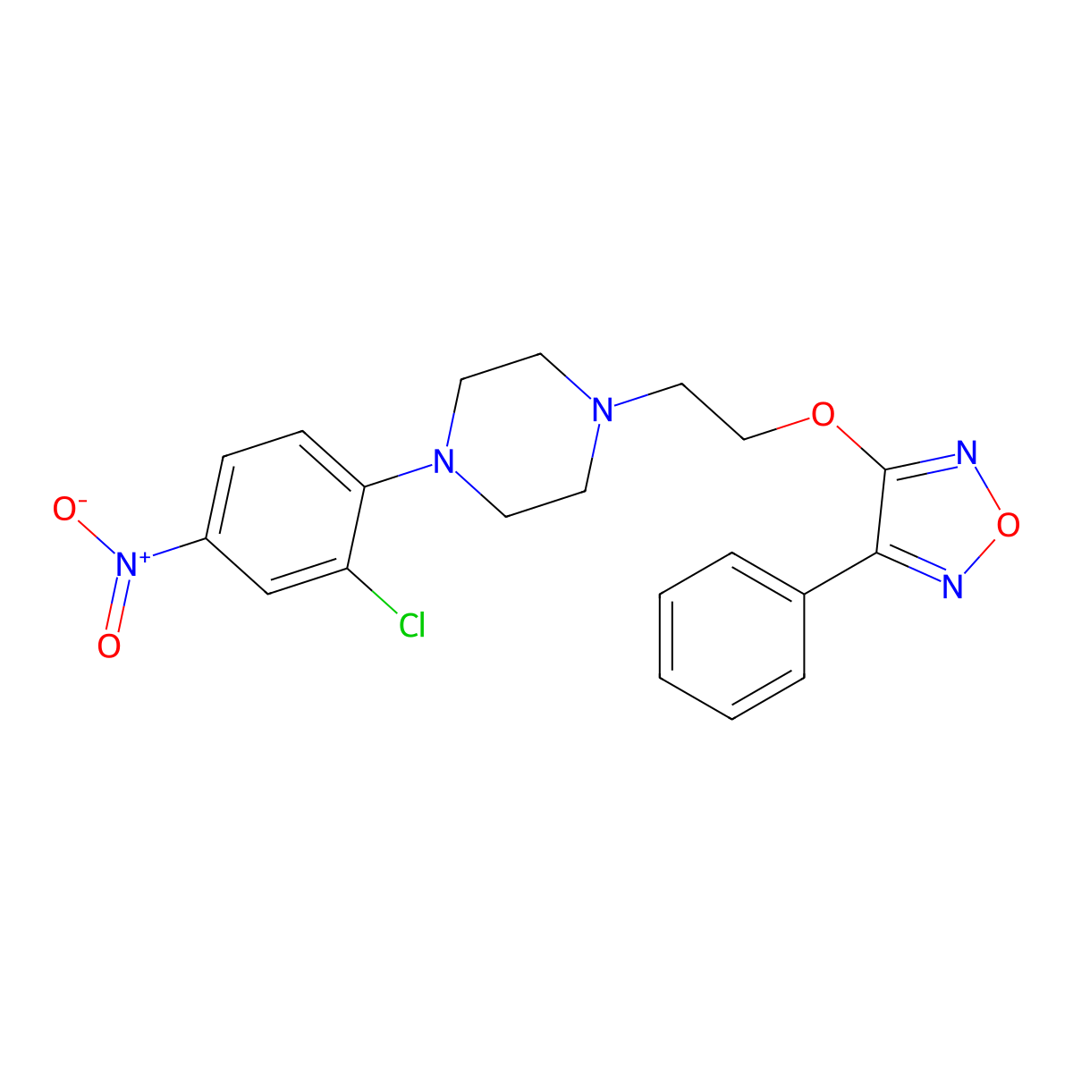 3-[2-[4-(2-Chloro-4-nitrophenyl)-1-piperazinyl]ethoxy]-4-phenyl-1,2,5-oxadiazole molecular structure, CAS 347317-06-0