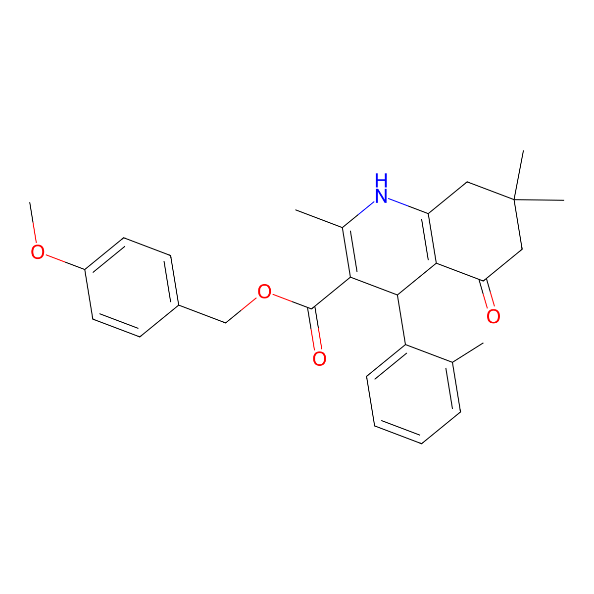 (4-Methoxyphenyl)methyl 2,7,7-trimethyl-4-(2-methylphenyl)-5-oxo-1,4,6,8-tetrahydroquinoline-3-carboxylate molecular structure, CAS 347317-22-0