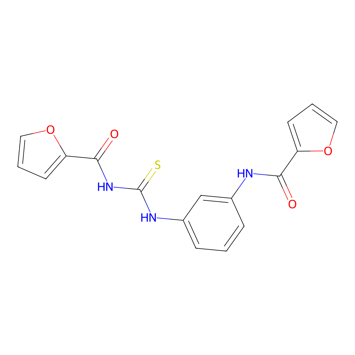N-[3-(furan-2-carbonylcarbamothioylamino)phenyl]furan-2-carboxamide molecular structure, CAS 347317-49-1