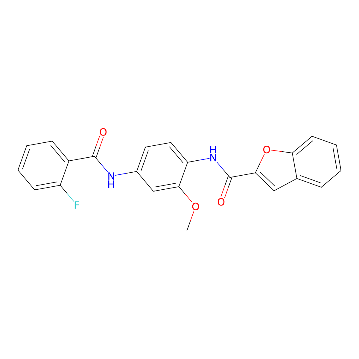 N-[4-[(2-fluorobenzoyl)amino]-2-methoxyphenyl]-1-benzofuran-2-carboxamide molecular structure, CAS 347317-65-1