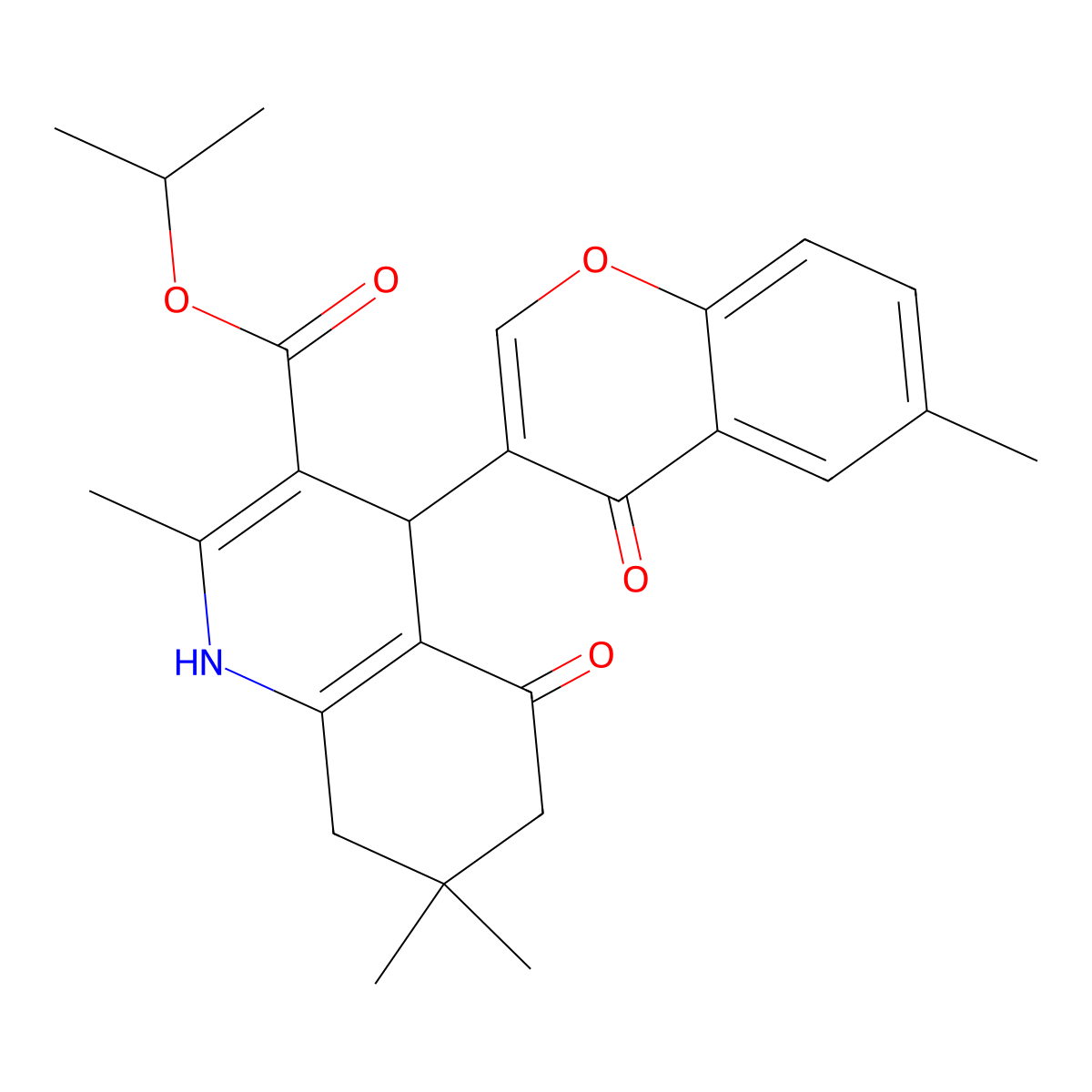 isopropyl 2,7,7-trimethyl-4-(6-methyl-4-oxo-4H-chromen-3-yl)-5-oxo-1,4,5,6,7,8-hexahydroquinoline-3-carboxylate molecular structure, CAS 347317-80-0