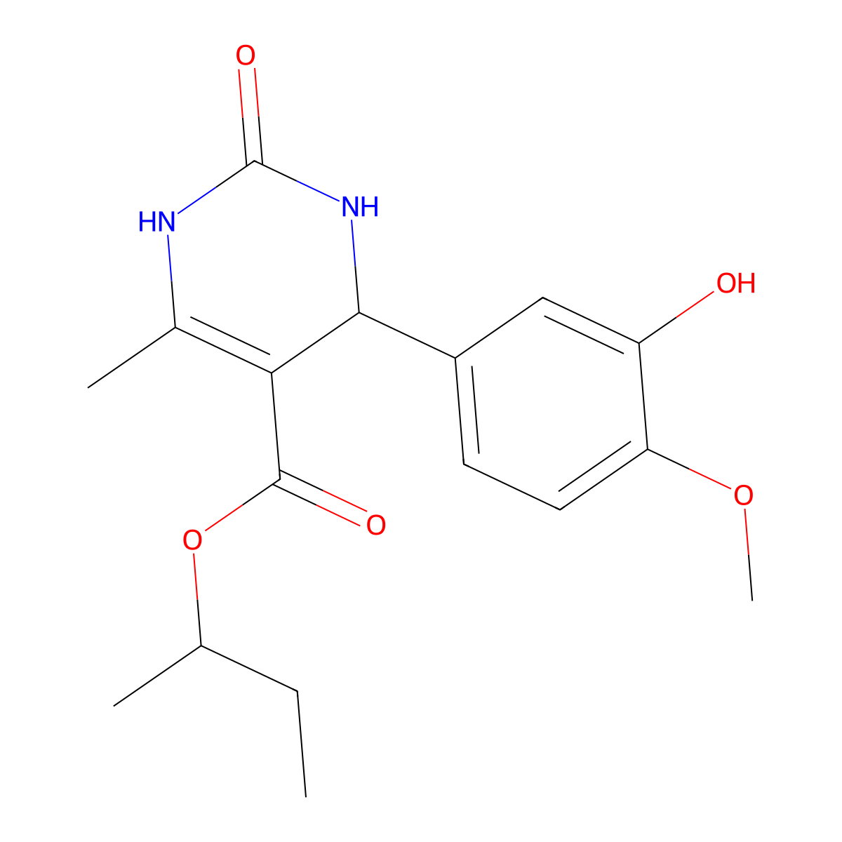 Butan-2-yl 4-(3-hydroxy-4-methoxyphenyl)-6-methyl-2-oxo-1,2,3,4-tetrahydropyrimidine-5-carboxylate molecular structure, CAS 347317-96-8