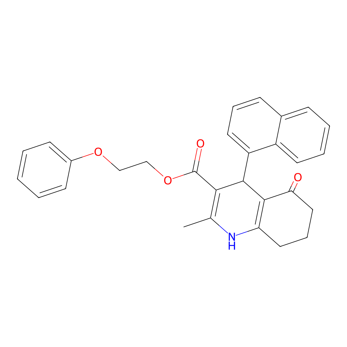 2-Phenoxyethyl 2-methyl-4-(naphthalen-1-yl)-5-oxo-1,4,5,6,7,8-hexahydroquinoline-3-carboxylate molecular structure, CAS 347318-28-9