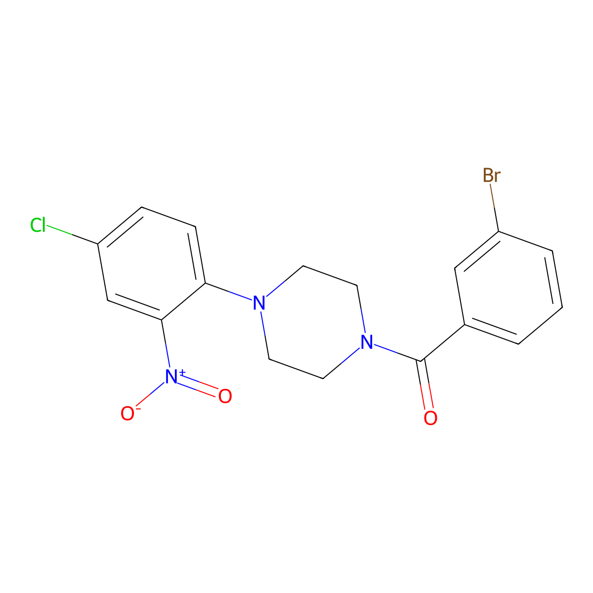 (3-Bromophenyl)-[4-(4-chloro-2-nitrophenyl)piperazin-1-yl]methanone molecular structure, CAS 347318-37-0