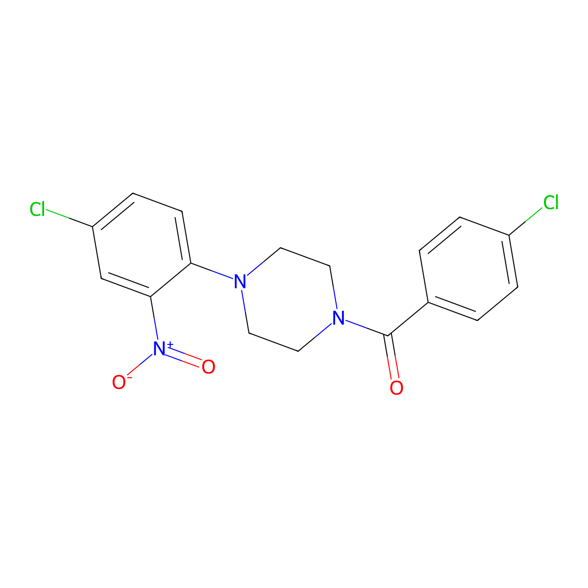 [4-(4-Chloro-2-nitrophenyl)piperazin-1-yl]-(4-chlorophenyl)methanone molecular structure, CAS 347318-43-8