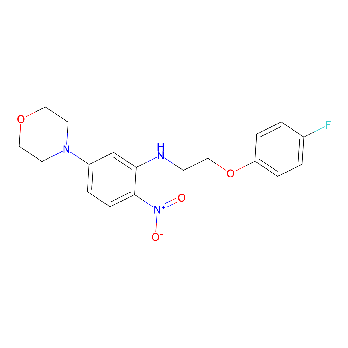 N-[2-(4-fluorophenoxy)ethyl]-5-morpholin-4-yl-2-nitroaniline molecular structure, CAS 347318-49-4
