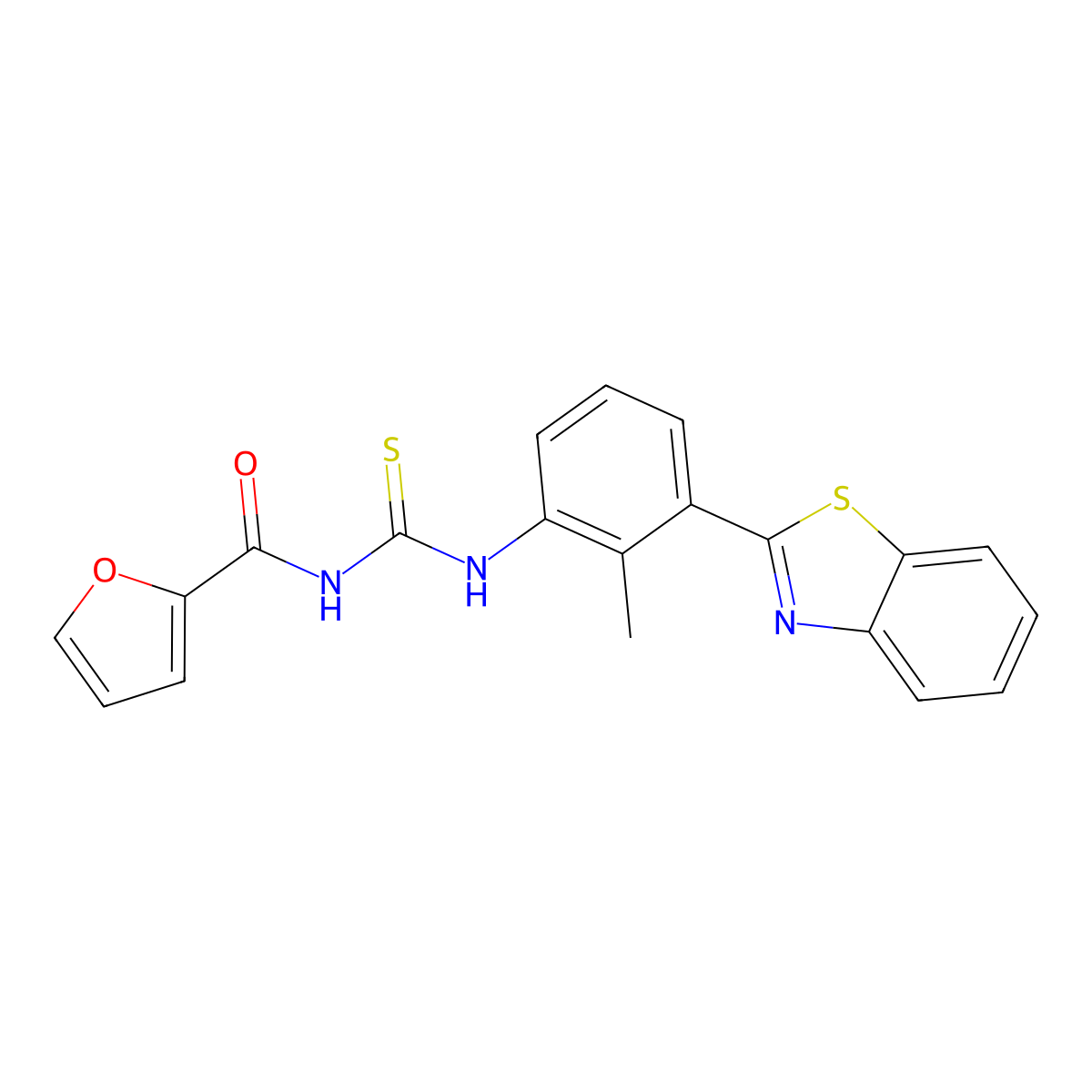 N-[[3-(1,3-benzothiazol-2-yl)-2-methylphenyl]carbamothioyl]furan-2-carboxamide molecular structure, CAS 347318-65-4