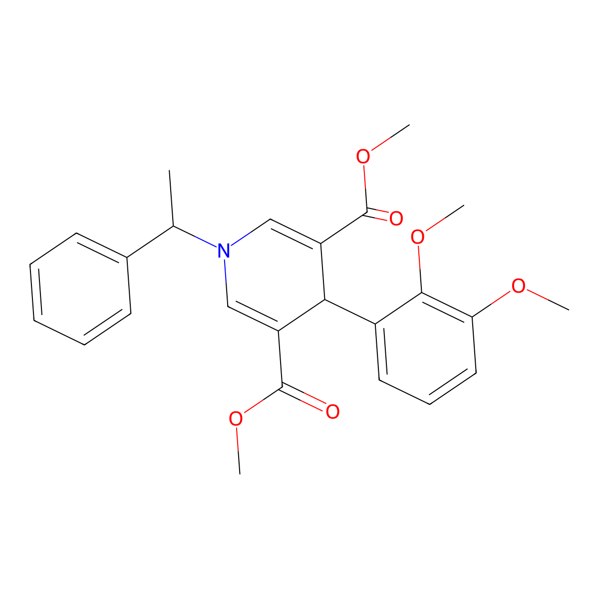 Dimethyl 4-(2,3-dimethoxyphenyl)-1-(1-phenylethyl)-1,4-dihydropyridine-3,5-dicarboxylate molecular structure, CAS 347318-93-8
