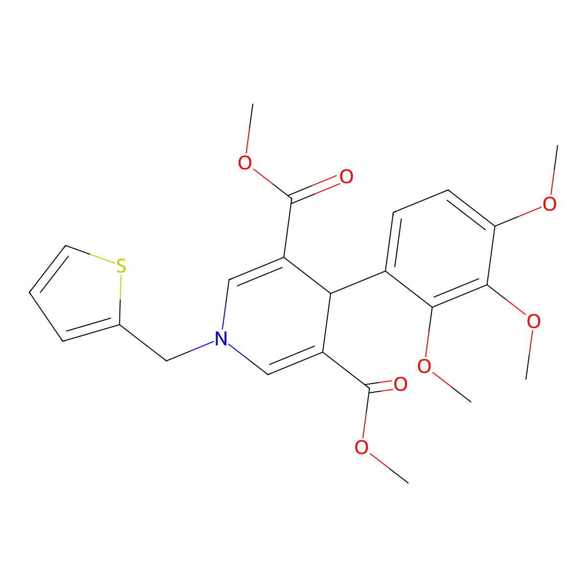 Dimethyl 1-(thiophen-2-ylmethyl)-4-(2,3,4-trimethoxyphenyl)-1,4-dihydropyridine-3,5-dicarboxylate molecular structure, CAS 347318-99-4